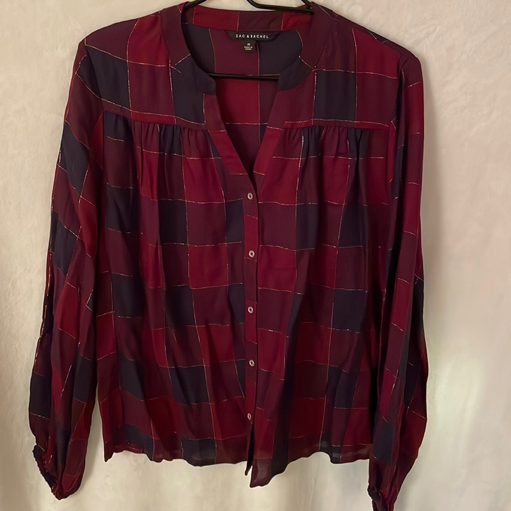 Zac and Rachel V-neck Button Down Blouse